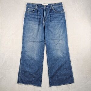 AMO Florence Wistful Pleated Wide Leg Trouser Jeans Womens 32 33x28 Relaxed Fray